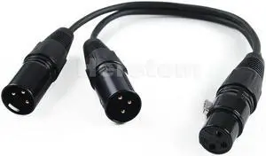 Aomoproing FOR 3-Pin XLR Female Jack to Dual 2 Male Plug Y Splitter Mic DJ Cable Adaptor