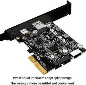 Aomoproing FOR PCIE 3.0 To USB 3.2 Gen2 Type-C 10Gbps Data Transfer Quick USB-C Controller PCI-E Type E 19P20P Type E Card