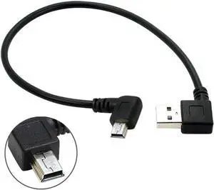 Aomoproing FOR Mini USB Data Cable 10INCH 90 Degree Right Angle Nickel Plated Short USB 2.0 A-Male-4Pin to Right Angle Mini-B-5Pin