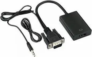 Aomoproing FOR 1080P Full HD VGA to HDMI-compatible Converter Adapter Cable with Audio Output VGA HD Adapter for PC laptop to HDTV Projector