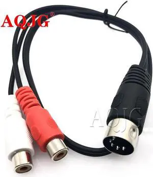 Aomoproing FOR MIDI DIN 5P Male to 2 RCA Phono Female Socket MF Stereo Audio Cable For Cassette Player CD Player to Amplifier Adapter