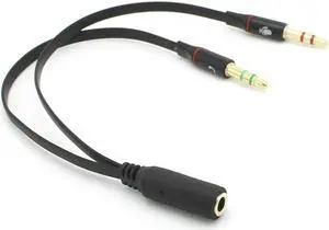 Aomoproing FOR 3.5 mm Black Headphone Earphone Audio Cable Micphone Y Splitter for Adapter 1 Female to 2 male Connected Cord to Laptop PC