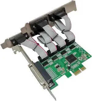 Aomoproing FOR PCI Express 4S1P DB25+4 Ports DB9 RS232 com PCIE WCH384L Serial Parallel Control card pcie to LPT Adapter