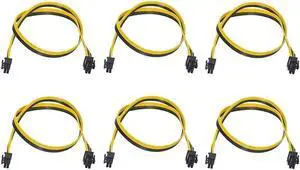 Aomoproing FOR 6 Pcs 6 Pin Male To 8 Pin (6+2) Male PCI-E PCIE Power Cable PSU GPU PC 60Cm