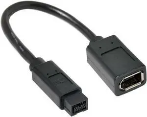 Aomoproing FOR Black Color IEEE 1394 6PIN Female to 1394b 9PIN male Firewire 400 TO 800 Cable 10cm