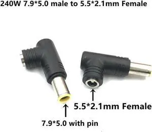 Aomoproing FOR 240W 5.5 x 2.1 mm female to 7.9 x 5.5 mm male DC Power Connector Adapter Converter 5.5*2.1 to 7.9*5.5 mm For Laptop