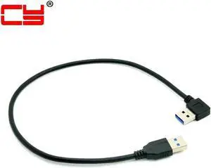 Aomoproing FOR USB 3.0 A Type Male 90 Degree Right Angled to Straight A Type Male Data Cable Cord for Hard Disk Drive SSD 40cm