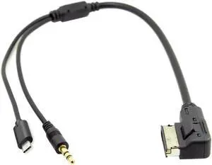 Aomoproing FOR Media In AMI MDI to 3.5mm Audio Stereo USB-C Aux Cable for Adapter for Car VW AUDI 2014 A4 A6 Q5 Q7