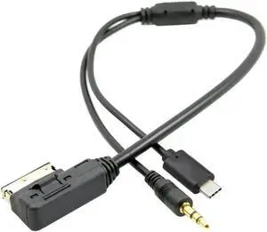 Aomoproing FOR Media In AMI MDI to Stereo 3.5mm Audio USB-C Aux for Adapter Cable for Car VW AUDI 2014 A4 A6 Q5 Q7