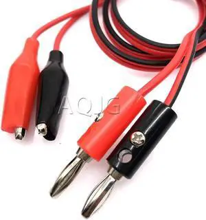Aomoproing FOR 1M Alligator Cilp to AV Banana Plug Test Cable Lead Connector Dual Tester Probe 35mm Crocodile Clip for Multimeter Measure Tool