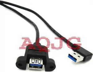 Aomoproing FOR High Speed USB3.0 Male To Female USB 3.0 Extension Cable Wire Computer Host Panel Mount Screw USB Connector Adapte 90
