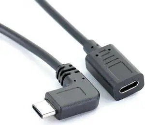 Aomoproing FOR Type-C USB 3.1 Male to USB-C Female 90 Extension Data Cable Extender Cord Reversible Design 0