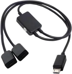 Aomoproing FOR Micro USB Female Hub Dual Ports to Micro USB Male Cable For Lap top PC Mouse Flash Disk Keyboard Card Reader Hard Disk