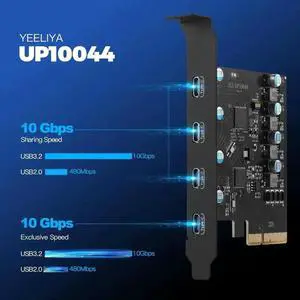 Aomoproing FOR Effortlessly Connect USB Type C Devices to Your Desktop with PCIe X4 to 4 Port USB3.2 Gen2 Type C Converter Card