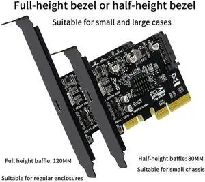 Aomoproing FOR High speed PCIE x4 to USB3.2 Gen 2x2 (20Gbps) Type-C Expansion Card for WIN 10