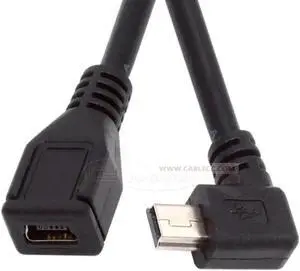 Aomoproing FOR Mini USB 5Pin Male to Female Extension Cable 30cm for Camera 90 Degree Right Angled