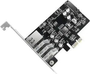 Aomoproing FOR 3 Port USB3.0 Expansion Card PCIE X1 To 5GBPS Hub Docking Station RJ45 Ethernet 1000Mbps Desktop Adapter Converter