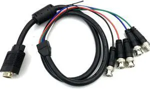 Aomoproing FOR VGA to 5BNC Cable 15P D-Sub to RGBHV big screen Video Cable 15Pin D sub Video Graphics Array Male to BNC RGBHV Video Line