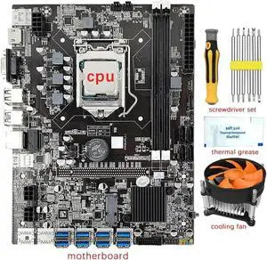 Aomoproing FOR B75 8 GPU BTC Mining Motherboard+CPU+Fan+Screwdriver Kit+Thermal Grease 8 USB3.0 To PCIE1X Slot LGA1155 DDR3 SATA3.0 Set