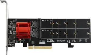 Aomoproing FOR PCIe 3.1 x8 ASM1812 to 2 port M.2 NVMe SSD Adapter expansion card Dual mkey nvme to pci-e converter