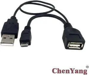 Aomoproing FOR Micro USB 2.0 OTG Host Flash Disk Cable Black Color with USB power for S3 i9300 S4 i9500 Note2 N7100 Note3 N90