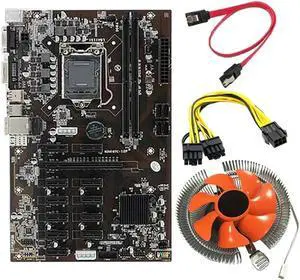 Aomoproing FOR BTC B250 Mining Motherboard 12P Graphics Slot LGA 1151 DDR4 RAM SATA3.0 USB3.0 With 6 To 8Pin (6+2) Power Cable+CPU Fan