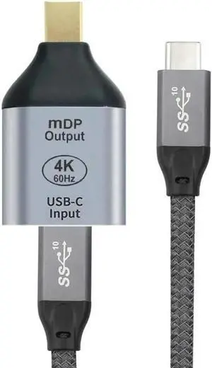 Aomoproing FOR USB-C Type C Female Source to Mini DP Sink HDTV for Adapter with 10Gbps 100W Cable for Tablet Phone Laptop
