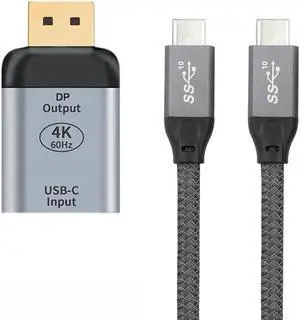 Aomoproing FOR USB-C Type C Female Source to DP Sink HDTV for Adapter 4K 60hz 1080p for Tablet Phone Laptop 10Gbps 100W Cable