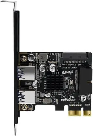 Aomoproing FOR PCI-E To USB3.0 Riser Card With 2X USB Ports PCI-E Expansion Card 19-Pin SATA Power Connector Support PCIE 1X 4X 8X 16X