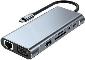 Aomoproing FOR 1 Piece SD TF Card Reader With 4K HDMI-Compatible VGA USB 3.0 Port,Type C PD RJ45 Ethernet