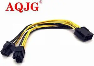 Aomoproing FOR 10pcs 21cm CPU 8Pin to Graphics Video Card Double PCI-E PCIe 6PIN Power Supply Splitter Cable Cord