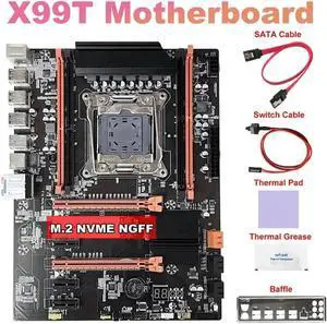 Aomoproing FOR X99 Motherboard+SATA Cable+Switch Cable+Baffle+Thermal Grease+Thermal Pad LGA2011 V3 M.2 NVME NGFF Support DDR4 4X16G