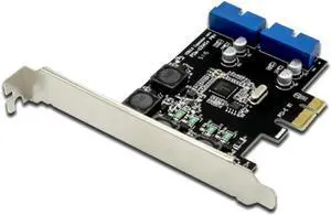 Aomoproing FOR PCI Express To Dual 20 Pin USB 3.0 PCI-E X1 To 2 Ports 19Pin USB3.0 Header Support Low Profile Bracket