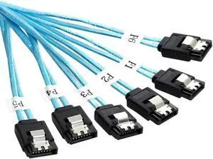 Aomoproing FOR SATA 7pin Internal 6 to 6 SATA 7pin Target SSD Hard Disk 6Gbps Data Server Raid Cable 0.5M
