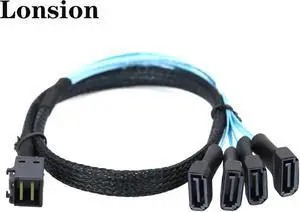 Aomoproing FOR Efficient Mini SAS HD SFF-8643 to 4 SATA 7Pin Male Cable for Data Transfer