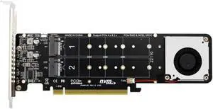 Aomoproing FOR Double-Sided 4-Disk NVME Raid PCI-E X16 Split Card PCI-E X16 To M.2 M-Key NVME X4SSD RAID Expansion Card Adapter