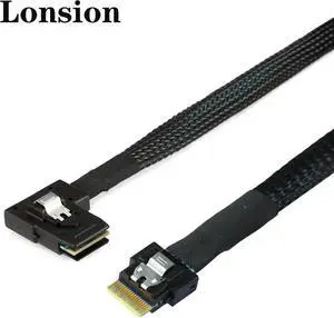 Aomoproing FOR High-speed SlimSAS 4.0 SFF-8654 4i to SAS SFF-8087 Left Angle Adapter Cable for High-Performance Servers Aomoproing FOR High-speed SlimSAS 4.0 SFF-8654 4i to SAS SFF-8087 Left Angle Adapter Cable for High-Performance Servers