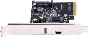 Aomoproing FOR PCIE3.0 To USB3.2 Type-c 20G Data Transfer and 20W Quick Charge USB-C controller Card pci-e to dual usb3.2 tc connector