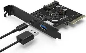 Aomoproing FOR Desktop PC motherboard PCI-E to USB3.1 Type-c dual-port expansion card pcie 4x to usb 3.1 Type-A adapter 10Gbps