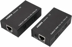 Aomoproing FOR 2Pcs 60m HDMI Extender + Sender with RJ45 LAN CAT6 Signal Network Cable TX RX For CCTV Field HDTV DVD 1080P