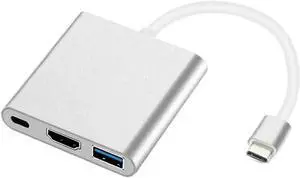 Aomoproing USB C to HDMI Adapter, 3 in 1 Multiport USB Type C to 4K HDMI, USB3.0 and USB C Power Delivery Port Converter Compatible