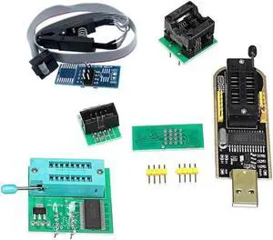 Aomoproing 1Set CH341A 24 25 Series EEPROM Flash BIOS USB Programmer+SOIC8 SOP8 Test Clip+SPI Flash 1.8V Adapter+SOP8 SOIC8 to DIP8