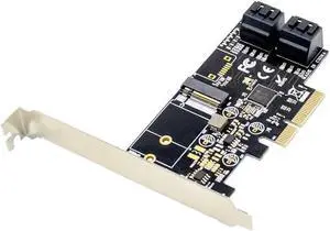 Aomoproing PCI-E X4 To M.2 Key B NVMe SSD & 4 Port SATA3.0 Adapter Expansion Card NGFF Adapter Card JMB585 Chipset 6Gbps gen3 4 port sata 3