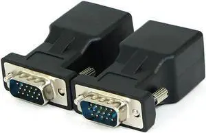 Aomoproing 2 Pack VGA Extender Male To RJ45 CAT5 CAT6 20M Network Cable Adapter COM Port To LAN Ethernet Port Converter