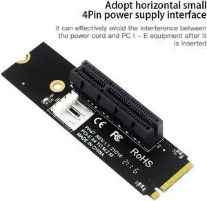 Aomoproing NGFF M.2 To PCI-E 4X Riser Card M2 M Key To PCIe X4 Adapter With LED Indicator SATA Power