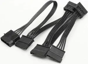 Aomoproing 4Pin Female IDE Molex PC Computer Hard Drive 1 to 5 SATA Splitter Power Supply Adapter Converter Cable Cord Black