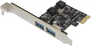 Aomoproing Super Fast 2 Ports USB 3.0 5Gbps PCI Express PCI-E 1X Expansion Card Self-Powered For Desktop PC Windows XP, 7, Vista, 8, 10