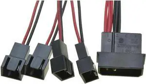 Aomoproing Molex IDE Male Port 1 to 4 ways 3Pin Fan Male port Cable D plug to3 Pin cooler Y Splitter Power supply Cable 12V