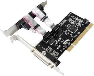 Aomoproing PCI to 2 port RS232 RS-232 Serial Port COM & DB25 Printer Parallel Port LPT to PCI Card Adapter Converter MOSCHIP MCS9865 Chip