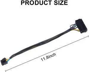 Aomoproing 24 Pin to 10 Pin ATX PSU Main Power Adapter Braided Sleeved Cable for for PC and Servers 12-Inch(30cm)